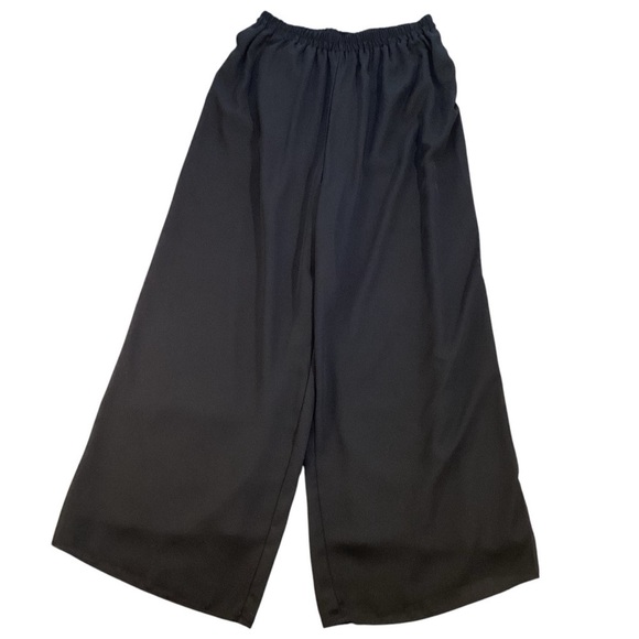 Vtg Joan Walters Palazzo Black Nylon Lined Super Wide Leg High Rise Pants Medium - Picture 1 of 12